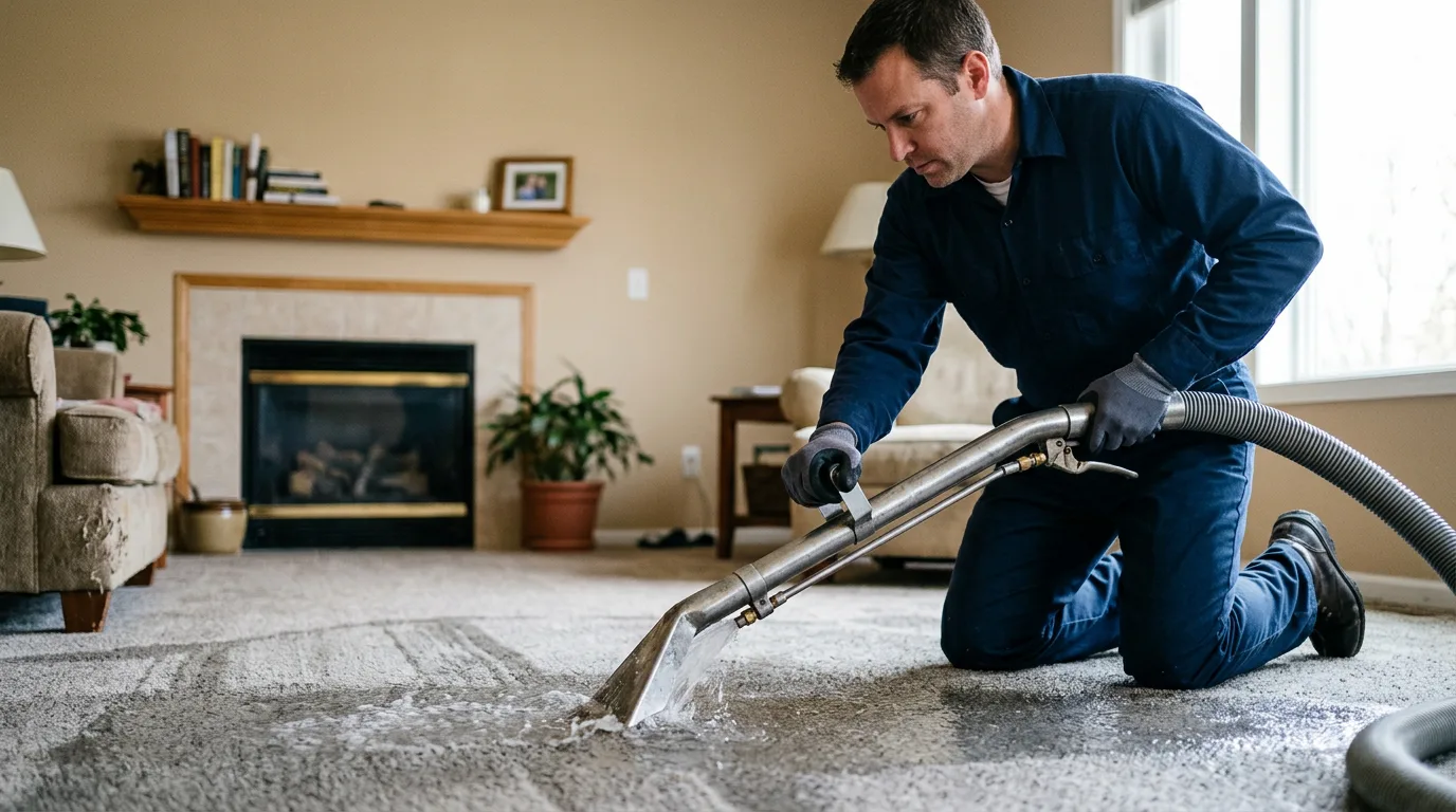 Water damage restoration technician working near Ozone, AR